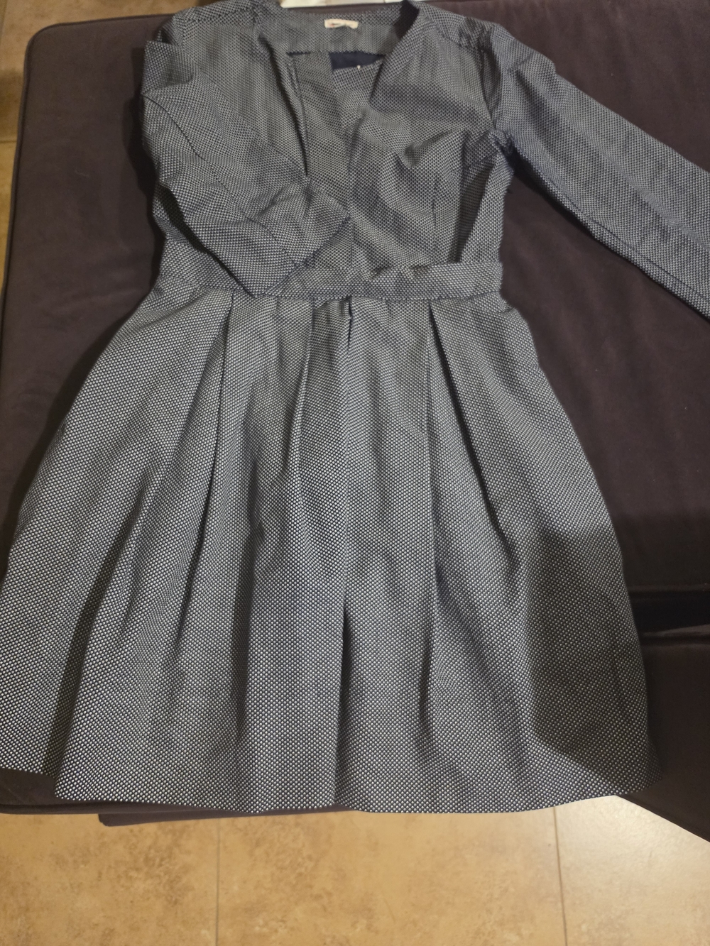 Polka Dot Fit-and-Flare Dress - Blue/White